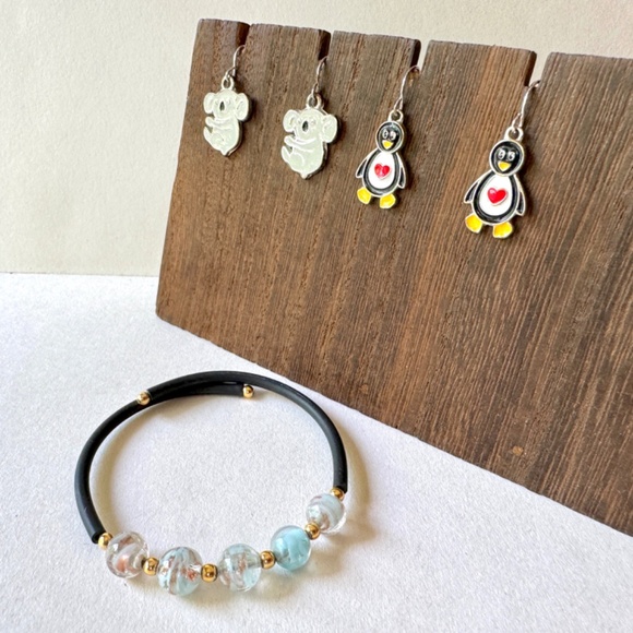 Penguin and Koala Earrings, Bracelet Set - Picture 3 of 5